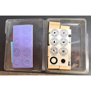 Stampin Up! New Wood MOunted Rubber Stamp Set "Riveting" 8 Pieces